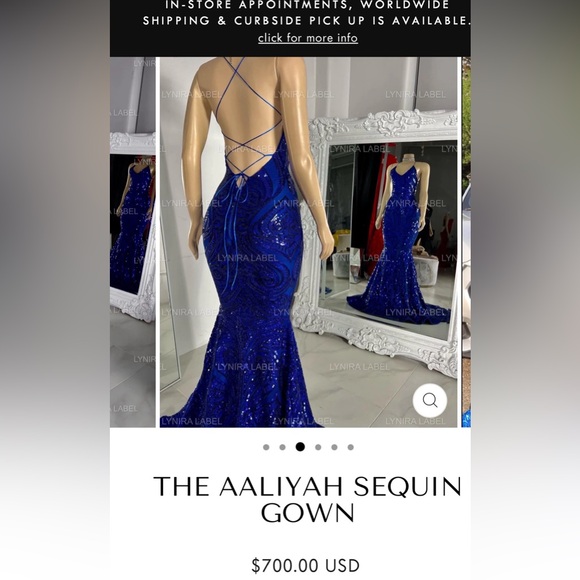 Sequin prom gown worn for prom. Size xs long flowing sequin royal blue gown $300 - Picture 1 of 4